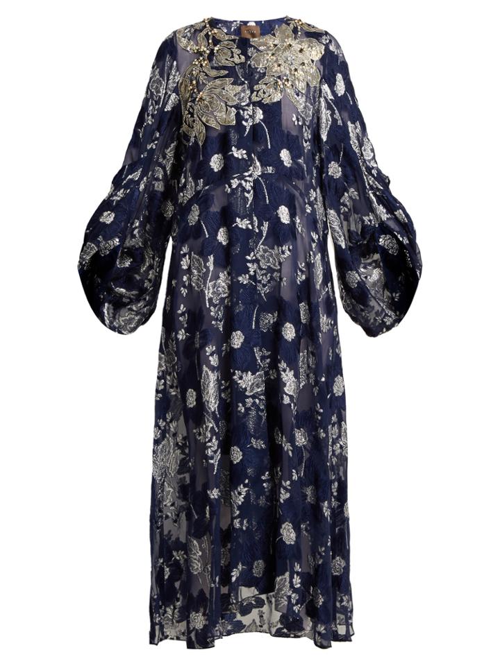 Biyan Floral-embroidered Silk-blend Coat