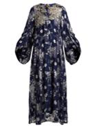 Biyan Floral-embroidered Silk-blend Coat