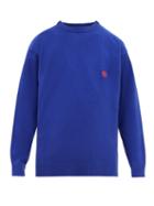 Matchesfashion.com Loewe - Anagram Embroidered Wool Sweater - Mens - Blue