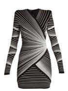 Balmain Striped-knit Wrap-style Mini Dress