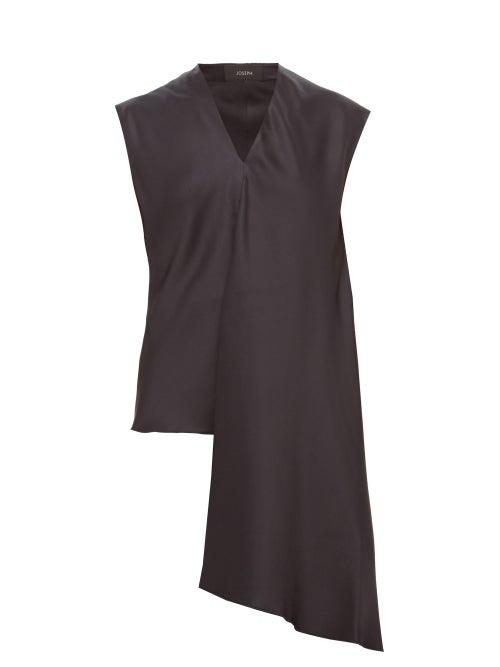 Matchesfashion.com Joseph - Oewyn Waterfall Panel Silk Satin Blouse - Womens - Black
