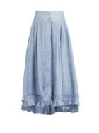 Matchesfashion.com Thierry Colson - Romane Pleated Cotton And Silk Blend Voile Skirt - Womens - Blue