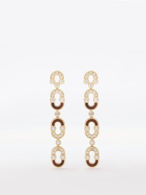 Viltier - Magnetic Trio Diamond & 18kt Gold Earrings - Womens - Brown Gold