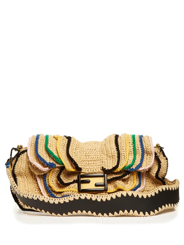 Fendi Baguette Wave Raffia Cross-body Bag