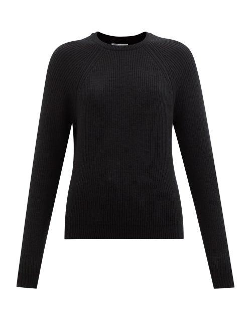 Johnstons Of Elgin - Raglan-sleeve Ribbed-knit Cashmere Sweater - Womens - Black