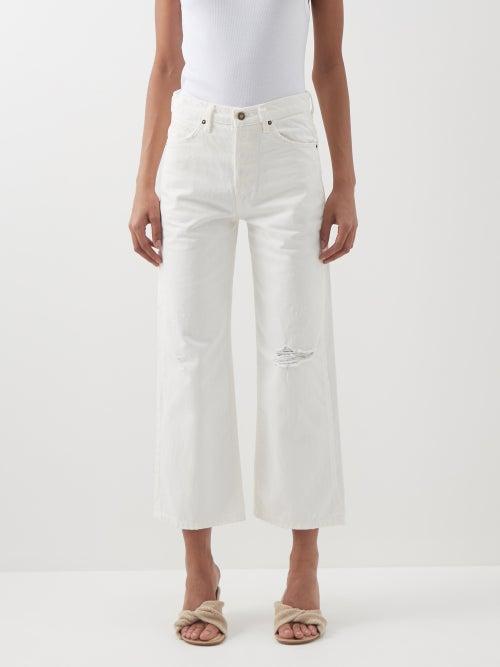 Nili Lotan - Violette Ripped Cropped Boyfriend Jeans - Womens - Cream