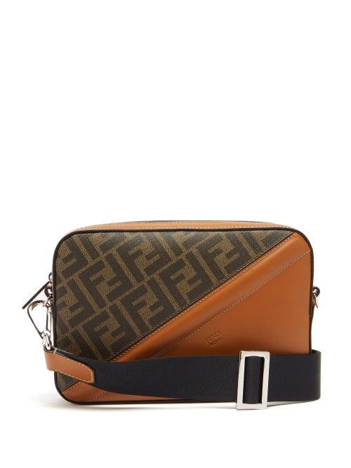 Mens Bags Fendi - Ff-print Coated-canvas And Leather Cross-body Bag - Mens - Brown Multi
