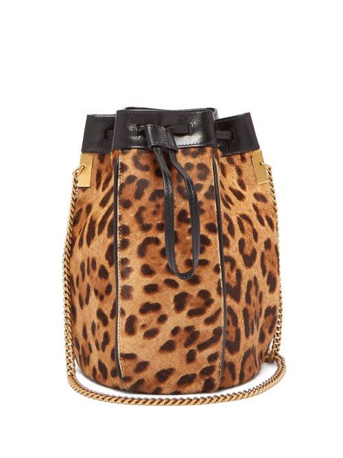 Matchesfashion.com Saint Laurent - Talitha Leopard Print Calf Hair Bucket Bag - Womens - Leopard