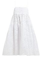 Matchesfashion.com Cecilie Bahnsen - Peach Tiered Guipure Lace Midi Dress - Womens - White