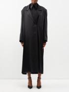 16arlington - Willis Double-breasted Feather-trim Satin Coat - Womens - Black