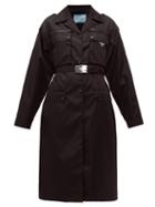 Matchesfashion.com Prada - Belted Single Breasted Technical Sateen Coat - Womens - Black