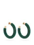 Matchesfashion.com Jacquemus - Les Creoles Brila Crystal Hoop Earrings - Womens - Dark Green