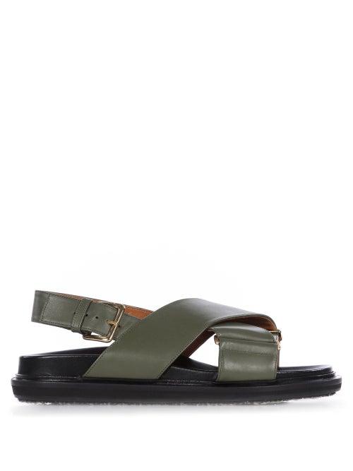 Matchesfashion.com Marni - Fussbett Smooth Leather Sandals - Womens - Khaki