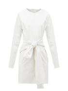 Matchesfashion.com Msgm - Crocodile Effect Faux Leather Dress - Womens - White