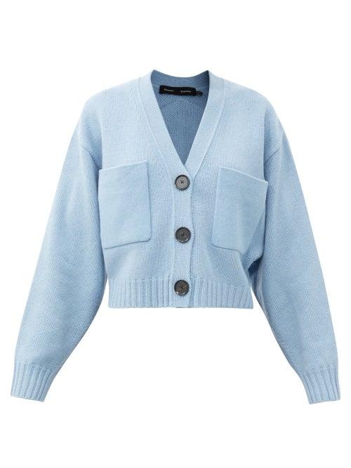 Matchesfashion.com Proenza Schouler - Patch-pocket Cropped Cashmere-blend Cardigan - Womens - Blue