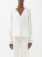 Frame - Pleated-cuff Silk-satin Blouse - Womens - Ivory