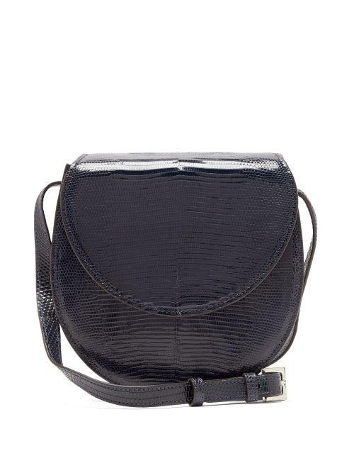 Matchesfashion.com Hunting Season - The Saddle Lizard Shoulder Bag - Womens - Navy