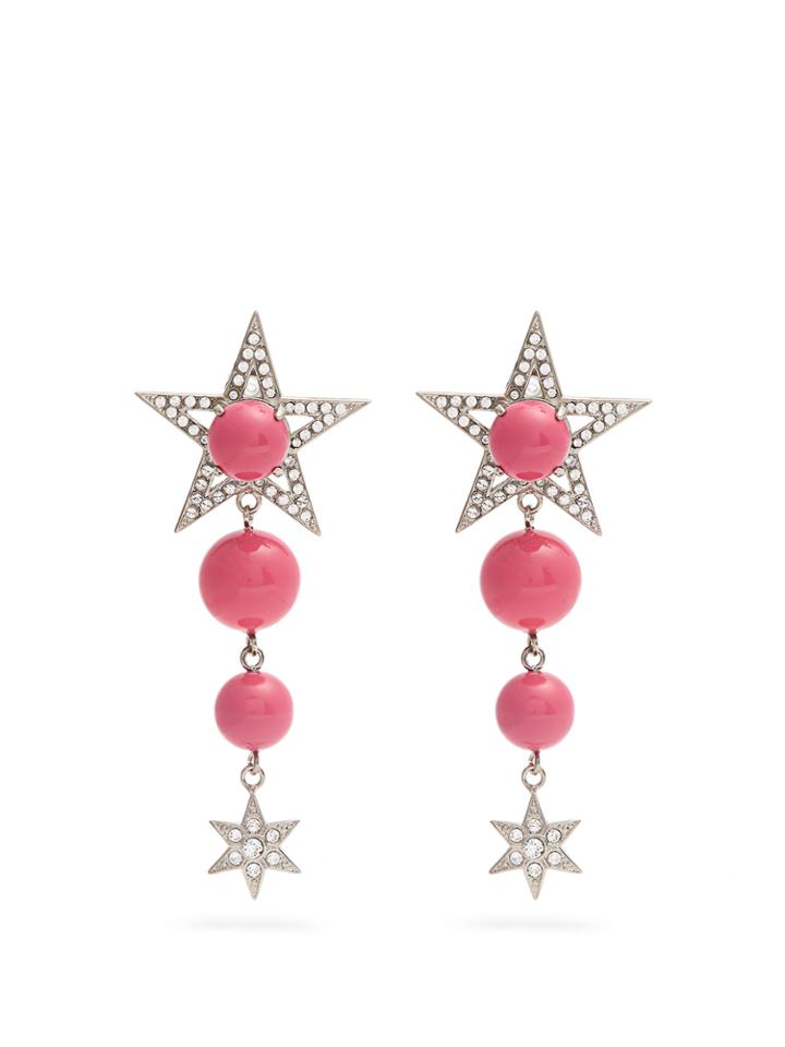 Miu Miu Star Bead And Crystal-embellished Clip-on Earrings