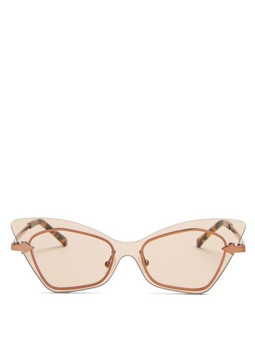 Matchesfashion.com Karen Walker Eyewear - Mrs Brill Cat Eye Acetate Sunglasses - Womens - Light Orange