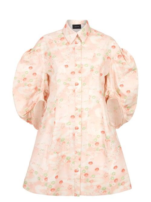 Simone Rocha - Floral-print Shirt Dress - Womens - Light Pink