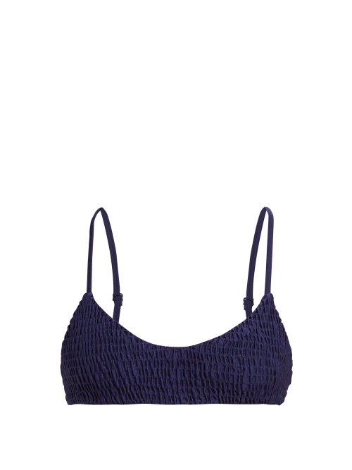 Matchesfashion.com Solid & Striped - The Rachel Shirred Bikini Top - Womens - Navy