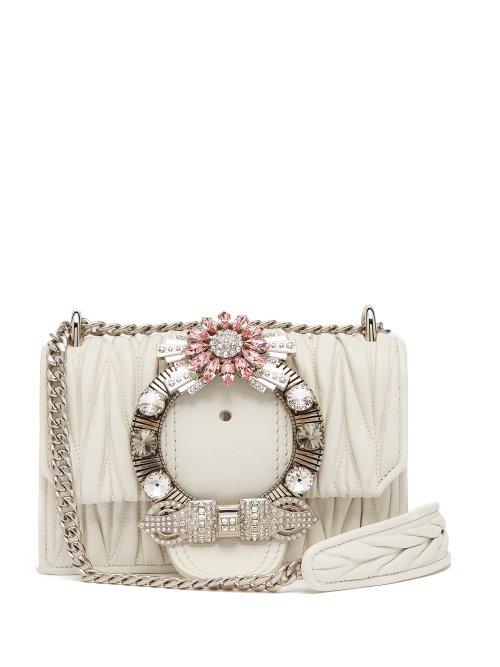 Matchesfashion.com Miu Miu - Mattelass Leather Cross Body Bag - Womens - White