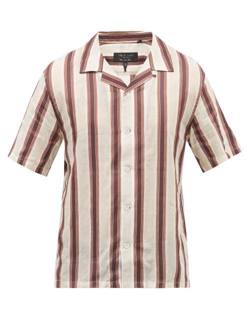 Mens Rtw Rag & Bone - Avery Jacquard-striped Cotton-blend Hopsack Shirt - Mens - White Multi