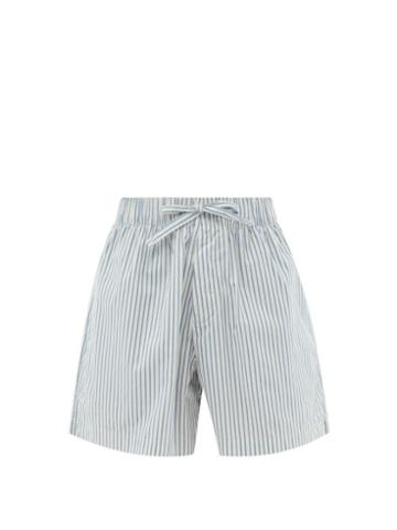 Tekla - Striped Organic-cotton Pyjama Shorts - Womens - Blue Stripe