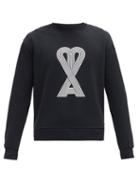 Matchesfashion.com Ami - Ami De Coeur-print Cotton Sweatshirt - Mens - Black