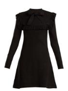 Matchesfashion.com Joostricot - Ruffle Trimmed Tie Neck Stretch Knit Dress - Womens - Black