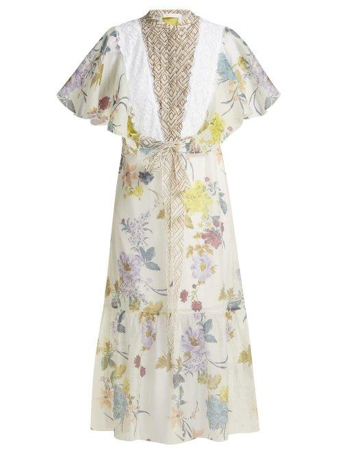 Matchesfashion.com See By Chlo - Floral And Geometric Print Chiffon Maxi Dress - Womens - White Multi