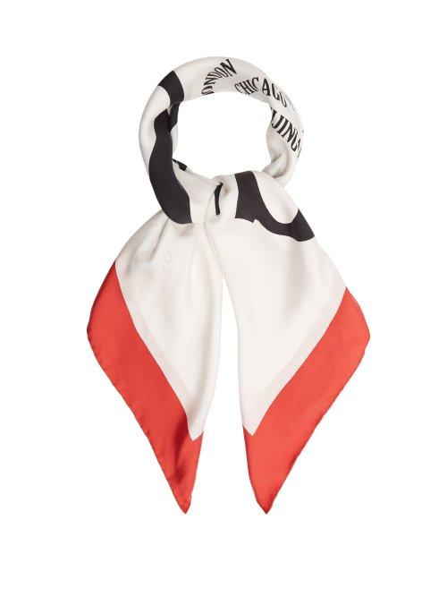 Matchesfashion.com Gucci - Logo Print Silk Twill Scarf - Womens - White