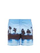 Matchesfashion.com Orlebar Brown - Bulldog Photograph Print Swim Shorts - Mens - Blue Multi