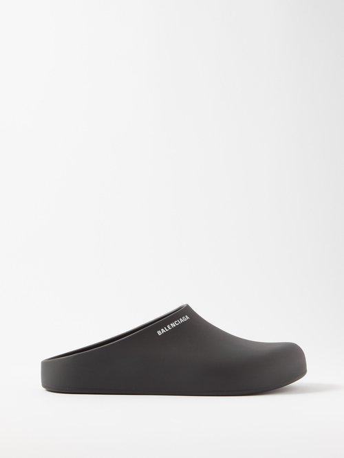 Balenciaga - Logo-print Rubber Clogs - Mens - Black White