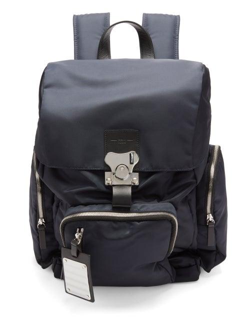 Fpm Milano - Butterfly Medium Leather-trim Nylon Backpack - Mens - Blue