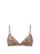 Matchesfashion.com Matteau - The Tri Crop Floral-print Bikini Top - Womens - Brown Print
