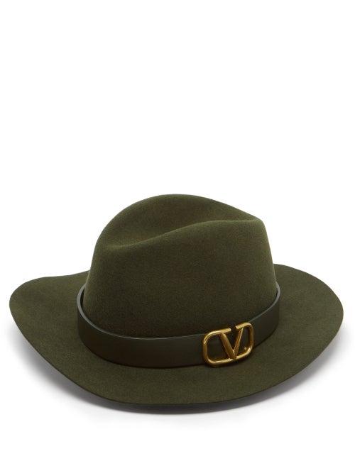 Matchesfashion.com Valentino Garavani - Logo-band Felt Trilby - Womens - Green