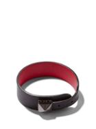 Mens Jewellery Valentino Garavani - Rockstud Clasp Leather Bracelet - Mens - Black Red