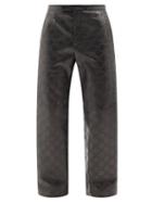 Gucci - Gg-embossed Leather Suit Trousers - Mens - Black