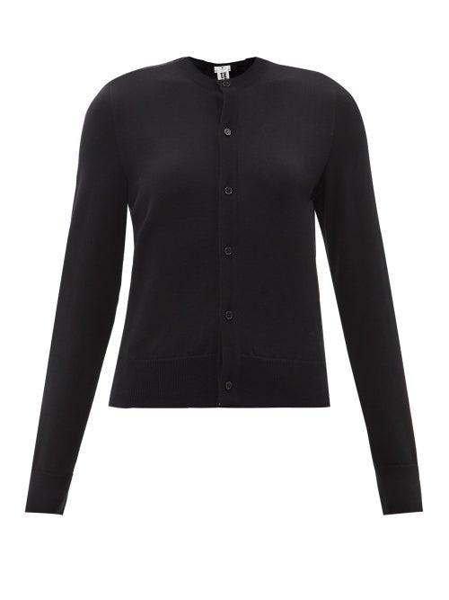 Noir Kei Ninomiya - Ruched-back Wool Cardigan - Womens - Black