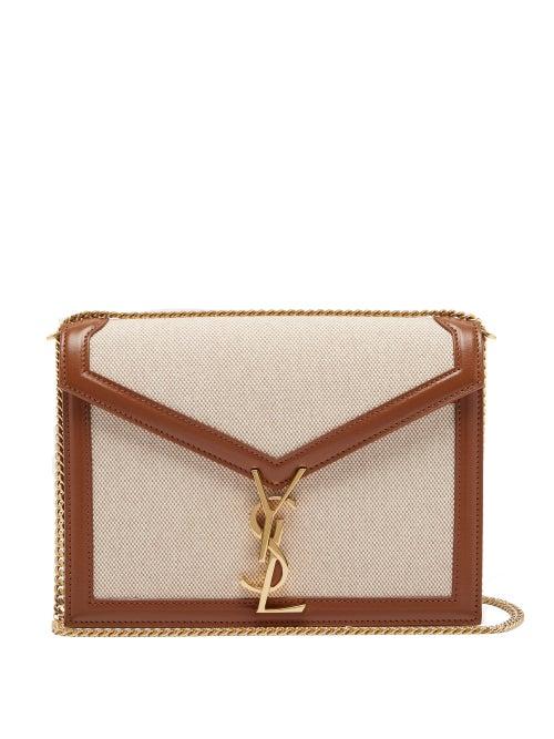 Matchesfashion.com Saint Laurent - Cassandra Canvas And Leather Shoulder Bag - Womens - Beige Multi