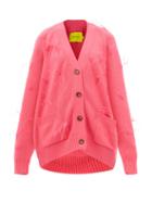 Marques'almeida - Oversized Feather-trimmed Merino Cardigan - Womens - Pink