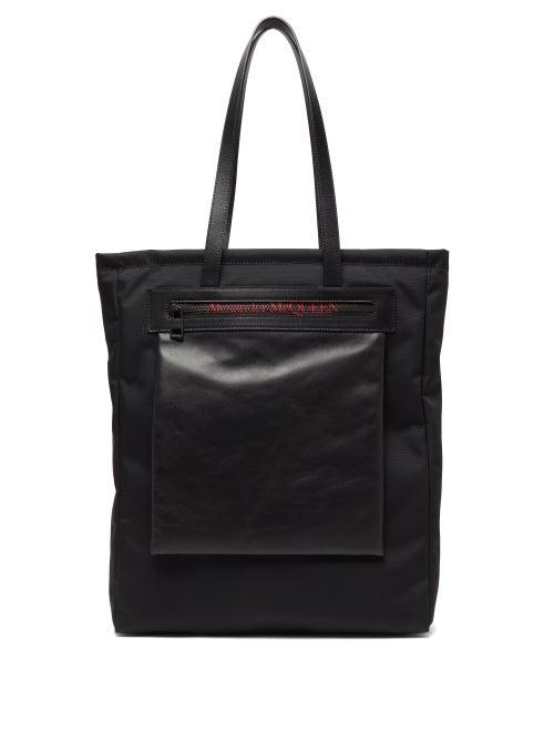 Matchesfashion.com Alexander Mcqueen - City Logo-print Leather-trim Nylon Tote - Mens - Black
