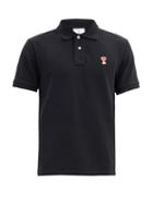 Matchesfashion.com Ami - Ami De Coeur-patch Cotton-piqu Polo Shirt - Mens - Black