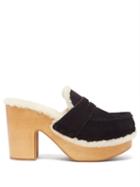 Chlo - Joy Shearling-lined Suede Clogs - Womens - Black