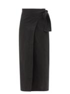 Three Graces London - Benjamina Linen Wrap Skirt - Womens - Black