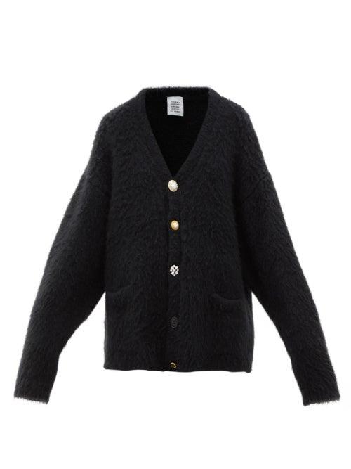 Matchesfashion.com Vetements - Mismatch Buttoned Cardigan - Womens - Black