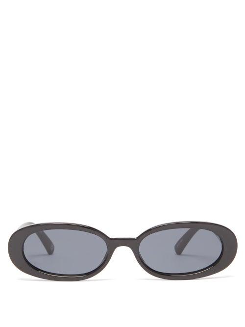 Le Specs - Outta Love Oval Acetate Sunglasses - Womens - Black