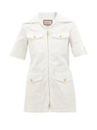 Ladies Rtw Gucci - Gg-button Denim Jacket - Womens - White