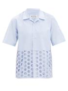 Matchesfashion.com Maison Margiela - Perforated Cotton-poplin Shirt - Mens - Blue